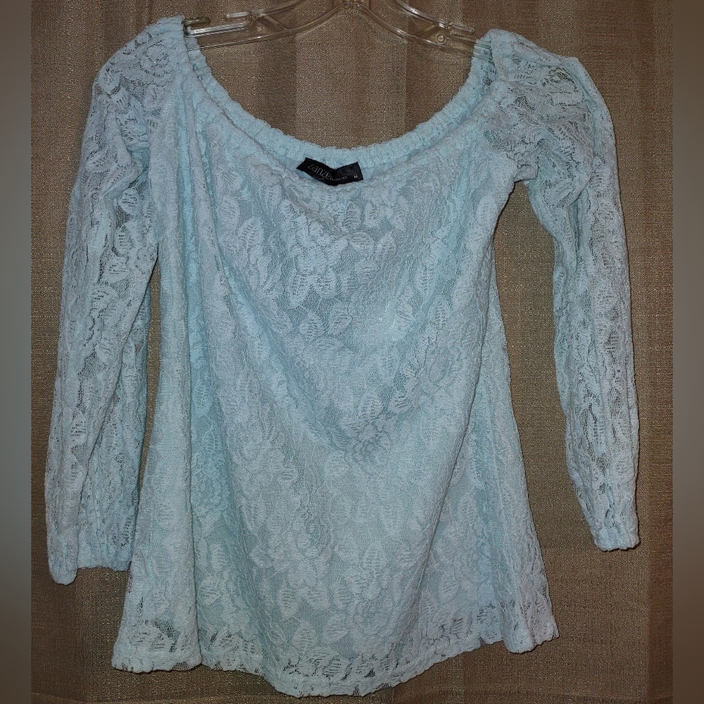 Zanzea Brand Mint Green Bohemian/Gypsy style Lacy Blouse size M New